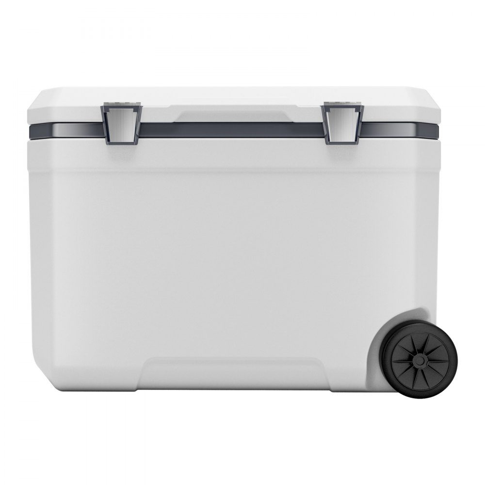 Draagbare koelbox (45 Qt / 64 blikjes) met ijsopslag en stevige handgrepen en bekerhouder, geïsoleerde draagbare koelbox gemaakt van stevig materiaal, geschikt voor familiepicknicks en lange reizen