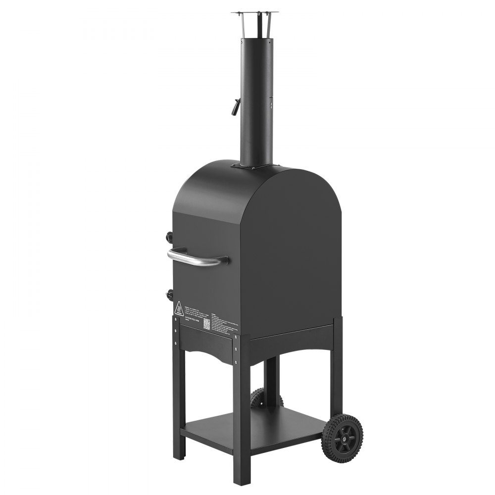 Pizza Oven 12 Inch Pellet Ovens, 2 Layer Wood Fired Pizza Oven, Outdoor Wood Oven with 2 Removable Wheels, Pizza Maker with Maximum Temperature of 540°C for Grilling