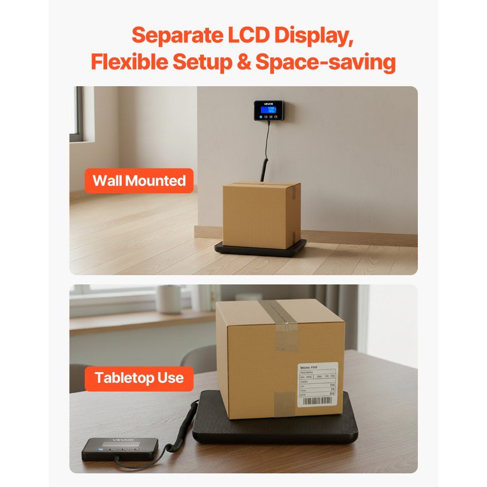 Digital Parcel Scale 10/100g Double Precision 200kg Platform Scale with Hold/Tare Function and LCD Display for Parcels, Postage, Luggage, Battery and Charging Cable Included