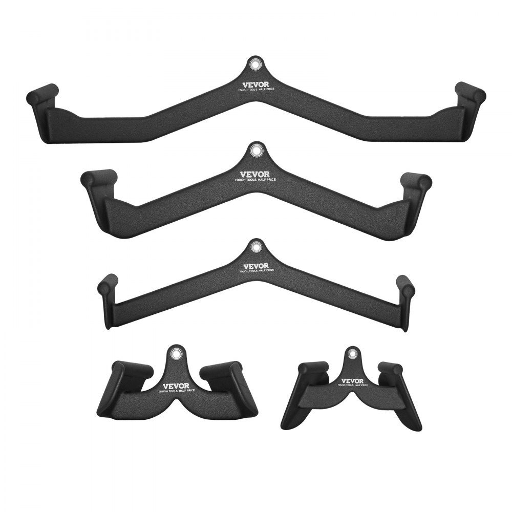 Latzug-Aufsätze, Rudergerät mit Kabelzug, T-Bar, V-Bar, 5er-Set, Trizeps-Zugstange, gummibeschichteter Griff für Rückenkrafttraining, Bizeps-Curl, Trizeps-Lat-Zugstange für Fitnessstudio