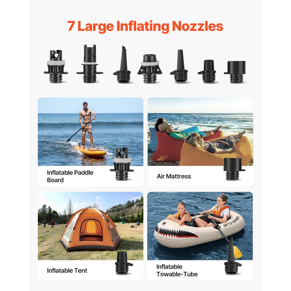 Paddleboard Pump (20 PSI) with USB Output, Two-Stage Electric SUP Air Pump with Auto Shut-Off and LED Light, Inflation and Deflation, Ideal for Inflatable Paddleboard Tents