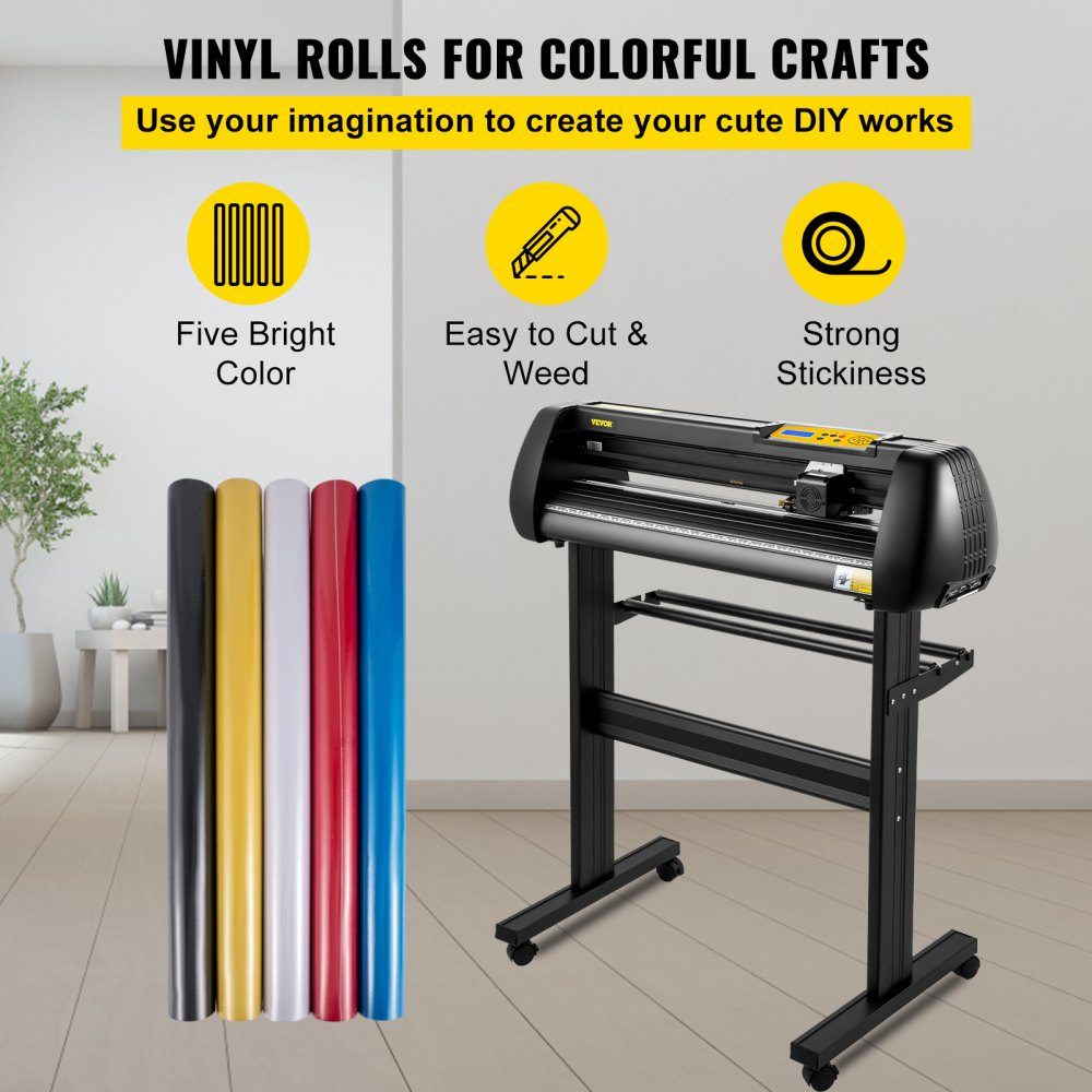 Vinyl Cutting Machine Cutting Plotter 720mm SignMaster Floor Stand Plotter Machine Cutting Speed ​​10-800mm/s Cutting Force 10-500g Stepper Motor Five Vinyl Rolls 16MB 13.5kg