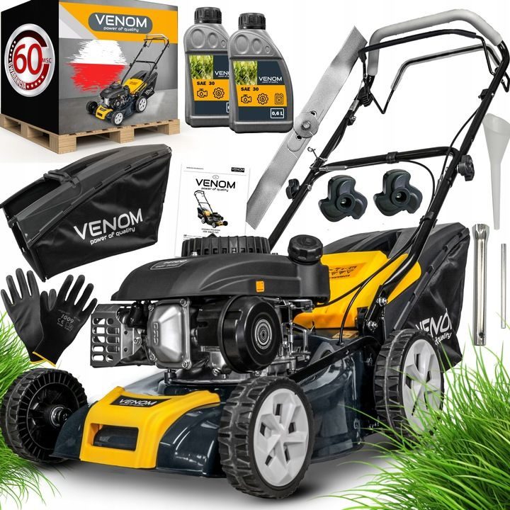 Venom Benzin-Rasenmäher 41 cm mit 9-in-1-XXL-Set – leistungsstarker 8,5-PS-Motor mit Antrieb