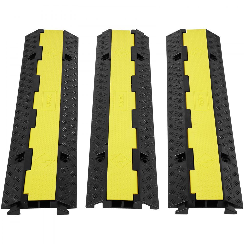Kabelbeschermingsmat, kabelgoot, zwart, kabelgoot voor buiten, 3 stuks, 2-kanaals slangbrug, kabelbrug, overloopbeveiliging, 98 x 24 x 4,5 cm