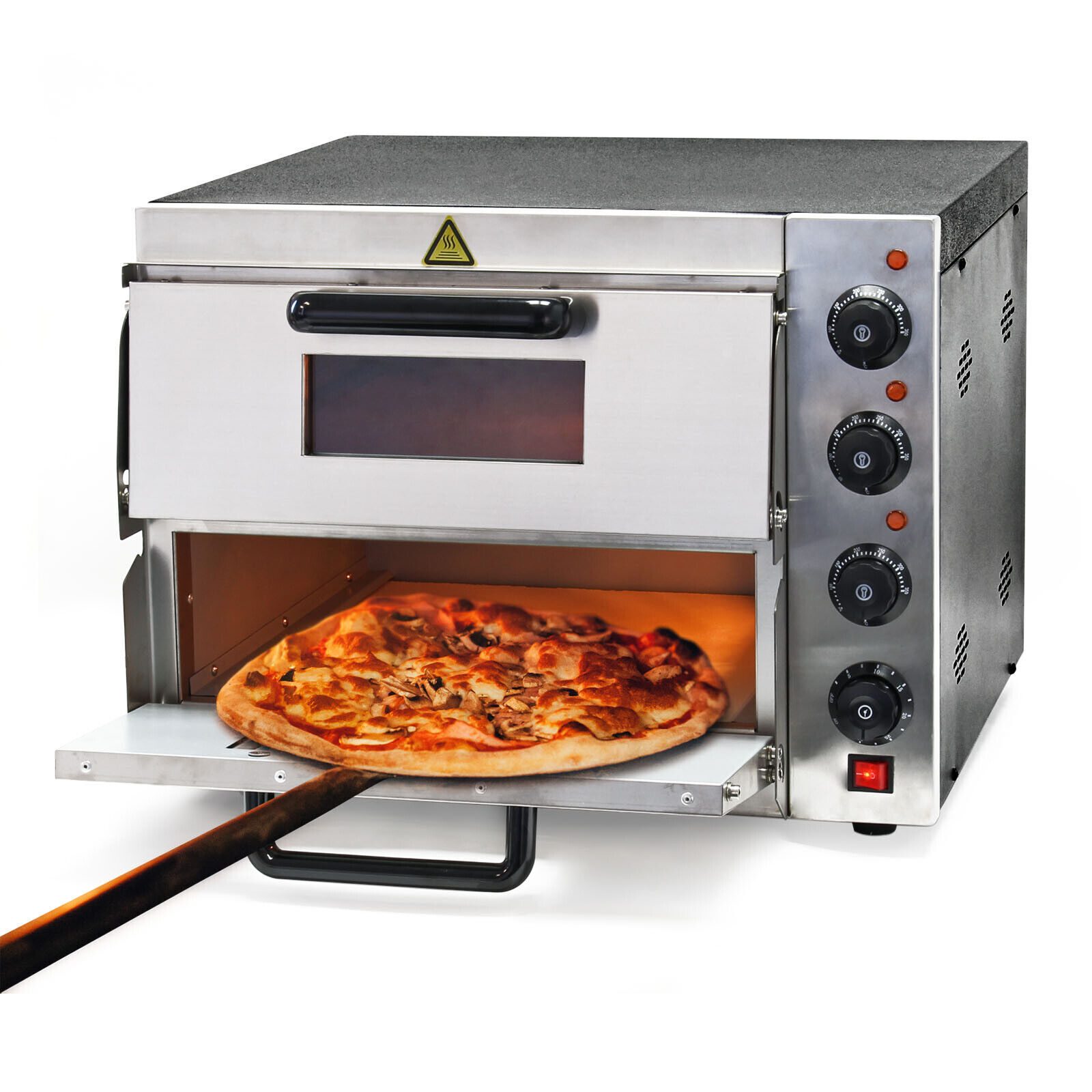 Four à pizza 3000W four 2 niveaux inox pierre à pizza four gastro brique Réf. ractaire