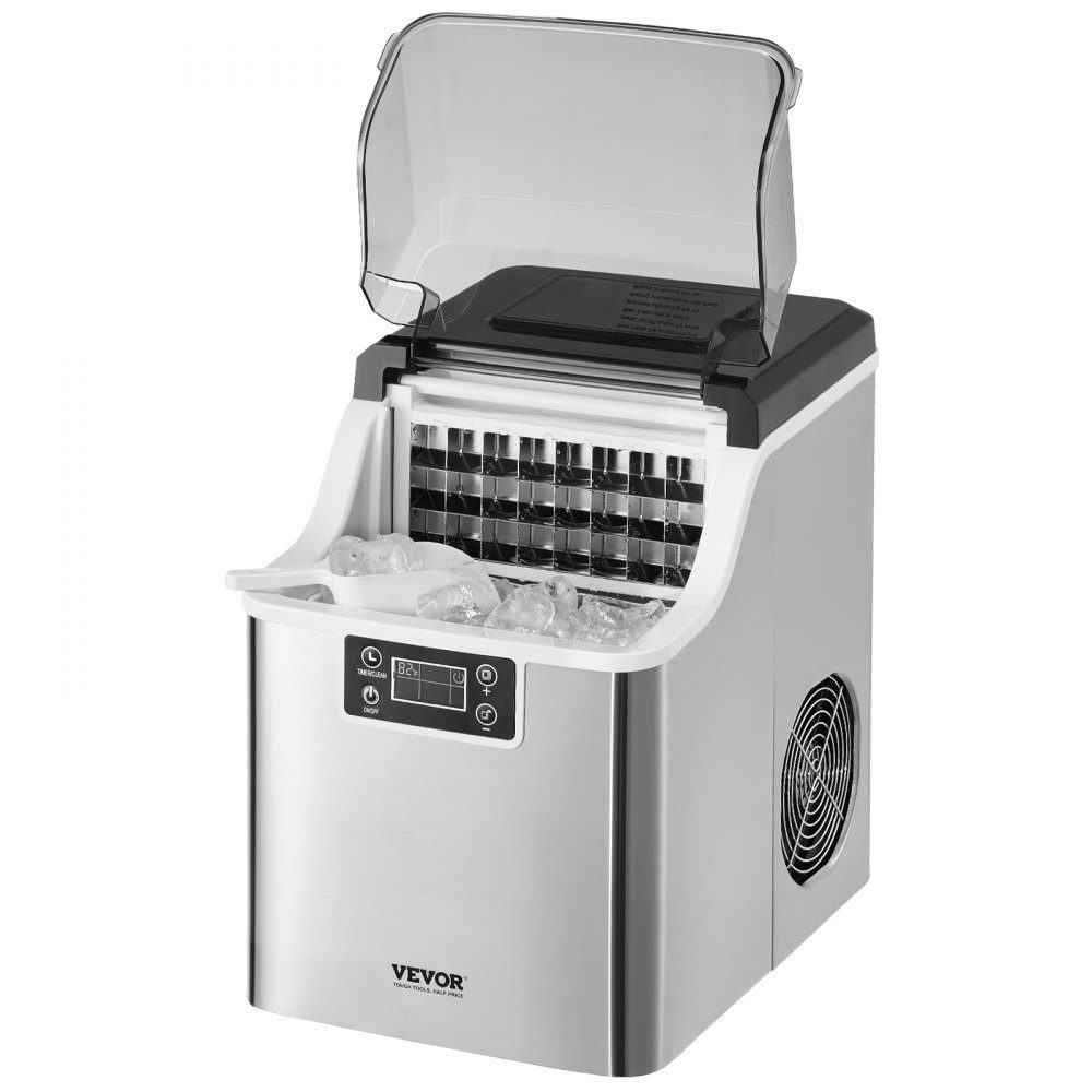 Eiswürfelbereiter, Eismaschine, Eiswürfelmaschine, 24 Würfel in 15 Minuten, 20,4 kg/24 Stunden, tragbarer Eiswürfelbereiter mit Schaufel und Korb, Eismaschine mit 3 Größen für Küche, Bar, Party