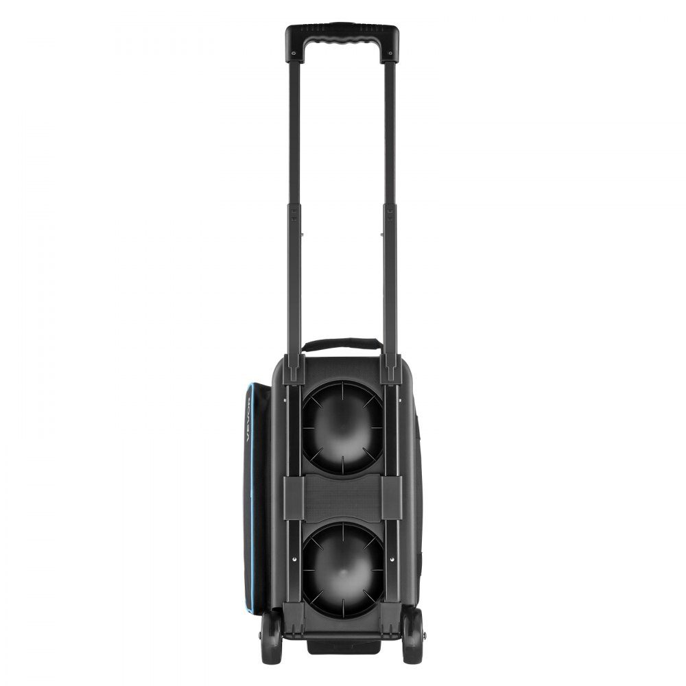 Bowlingballtasche für 3 Bälle mit Doppelrädern und separatem Fach für Schuhe (bis US-Größe 16) und übergroßer Zubehörtasche, ausziehbarer Griff, ausziehbar auf 105 cm, Schwarz + Blau
