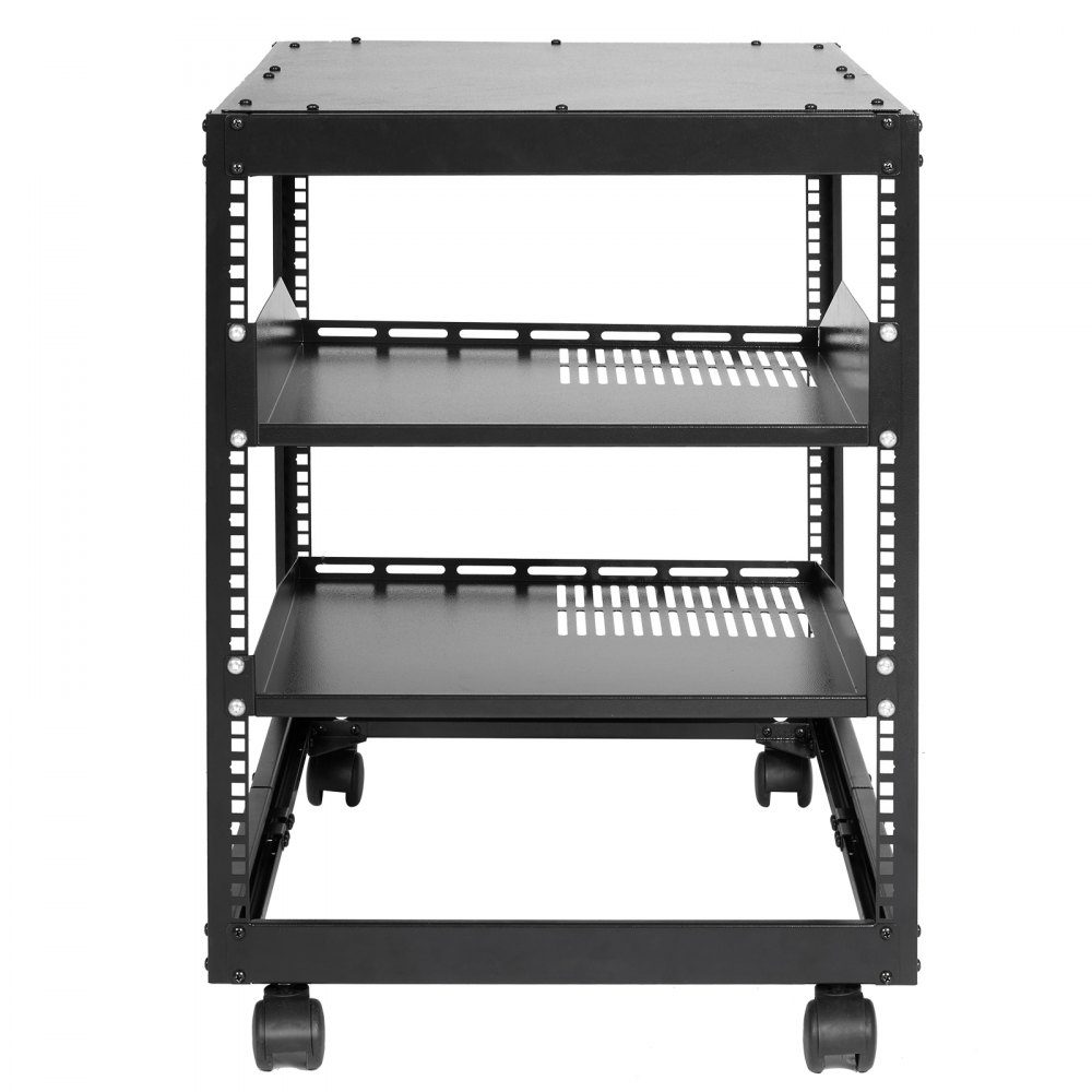 12U Open Frame Server Rack 23-40" Adjustable Depth Freestanding/Wall Mounted Network Server Rack 4 Post AV Rack with Wheels for all your Network IT Equipment AV Equipment