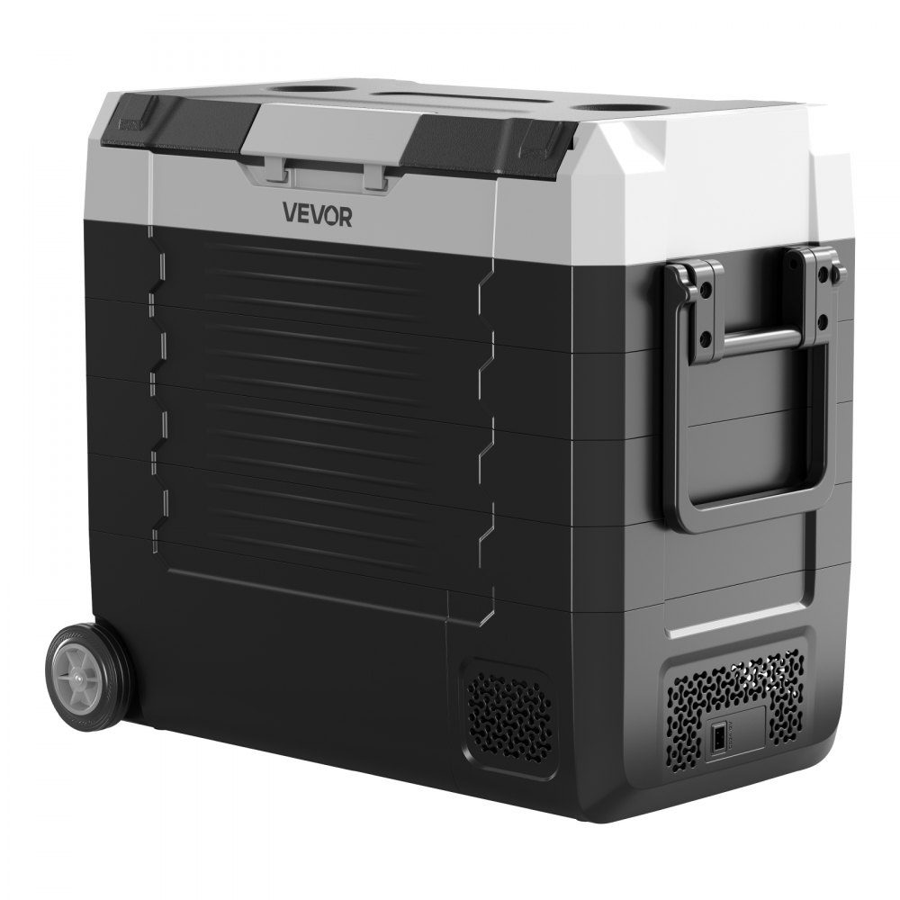 Kompressor-Kühlbox 12/24 V DC 100–240 V AC, Auto-Kühlschrank 55 l mit App-Steuerung & Rädern & 2 Temperaturzonen (-20 °C bis 20 °C), tragbarer Kühlschrank für Wohnmobile, Boote, Camping, Angeln