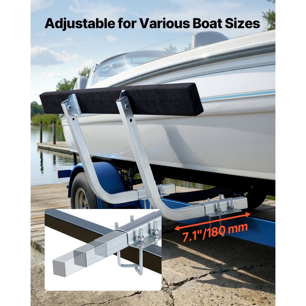 Boat trailer guide 425 mm / 475 mm (installation height), 0-18 cm adjustable, made of reinforced steel with thick support plates, for pontoon trailers with supports (L-beam/box/C-profile)