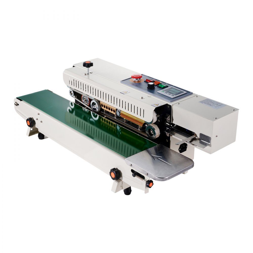 Continuous Bag Band Welding Machine, 0.24-0.47 inch/6-12mm Welding Width, Horizontal Band Welding Machine with Digital Temperature Control, Bag Welder for 0.02-0.8mm Plastic Bags, Inflation Function