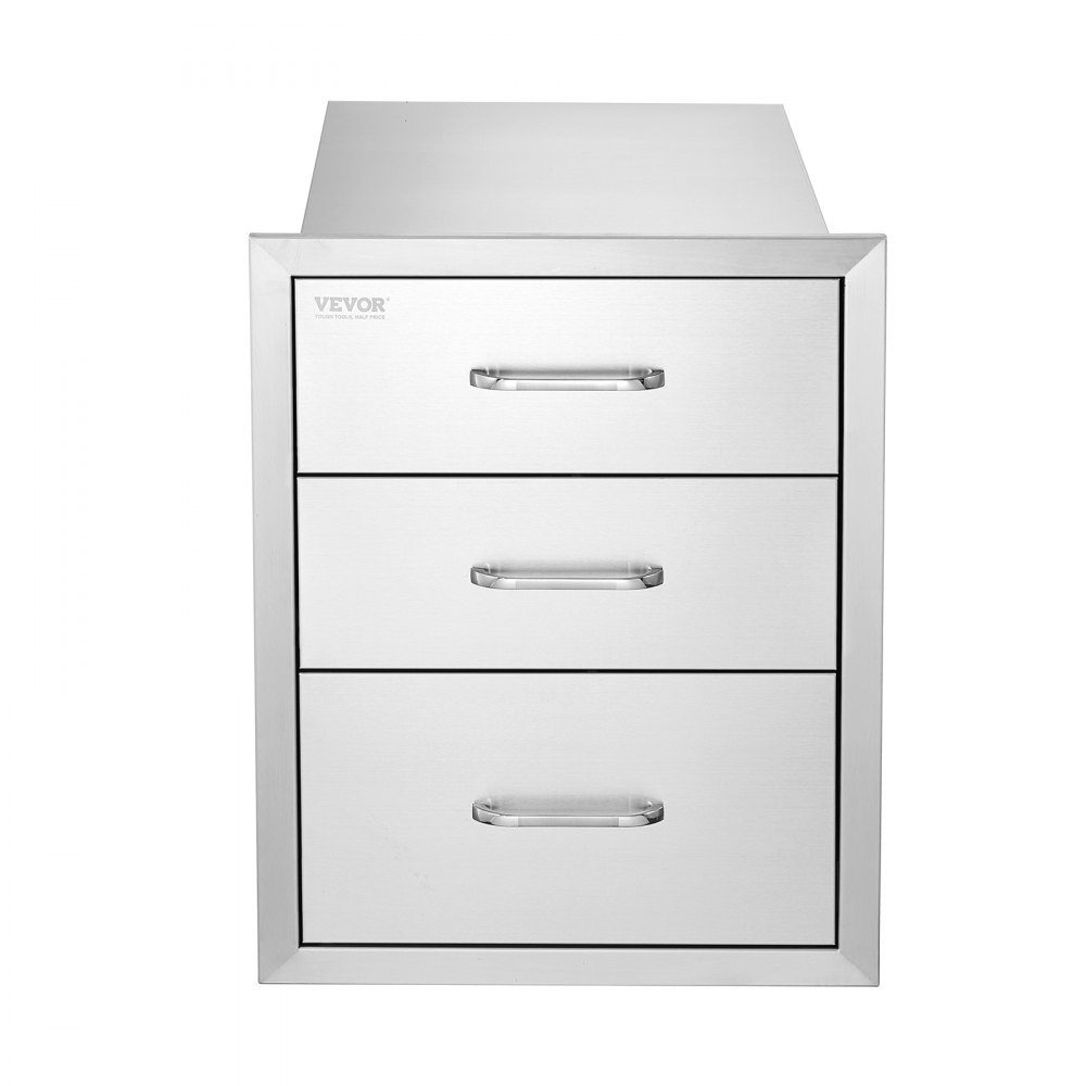 Buitenkeuken, roestvrijstalen grillladen met drievoudige toegang en chromen handgreep, 458 x 585 x 588 mm