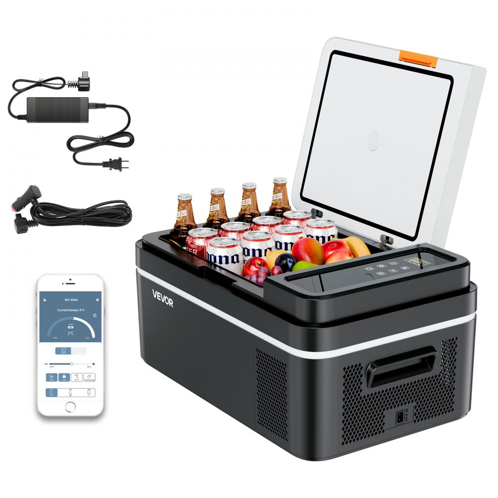 Refroidisseur à compresseur 20 L 12/24 V DC avec contrôle par application, réfrigérateur de voiture 100-240 V AC pour camping, voyage, camion, pêche, refroidisseur thermoélectrique portable Refroidisseur à compresseur 20 L 12/24 V DC avec contrôle par application, réfrigérateur de voiture 100-240 V AC pour camping, voyage, camion, pêche, refroidisseur thermoélectrique portable