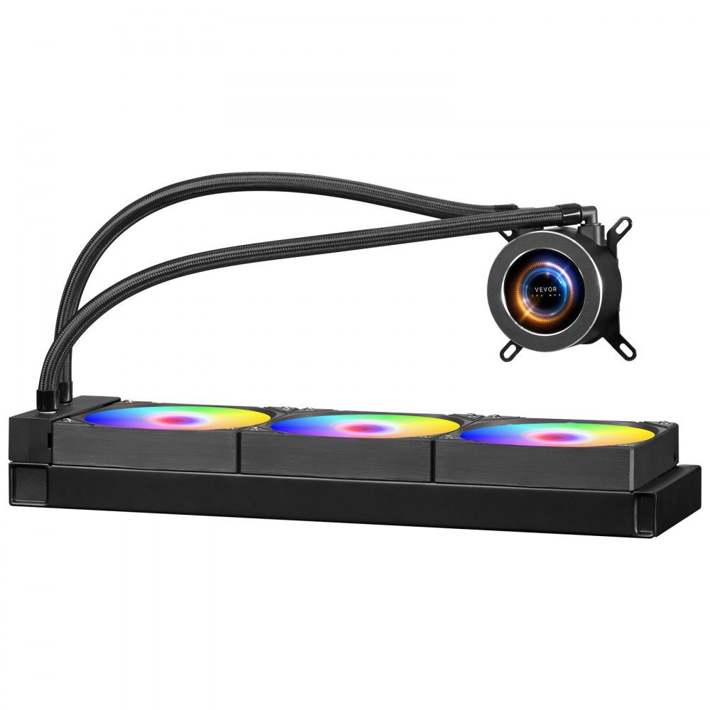 CPU Liquid Cooler, AIO CPU Water Cooler - 3 x 120mm PWN Fan and Pump, PC Water Cooling with 2" LCD Display and ARGB Light, for Intel 115X/1366/2011/1700/1200, AMD AM4/AM5