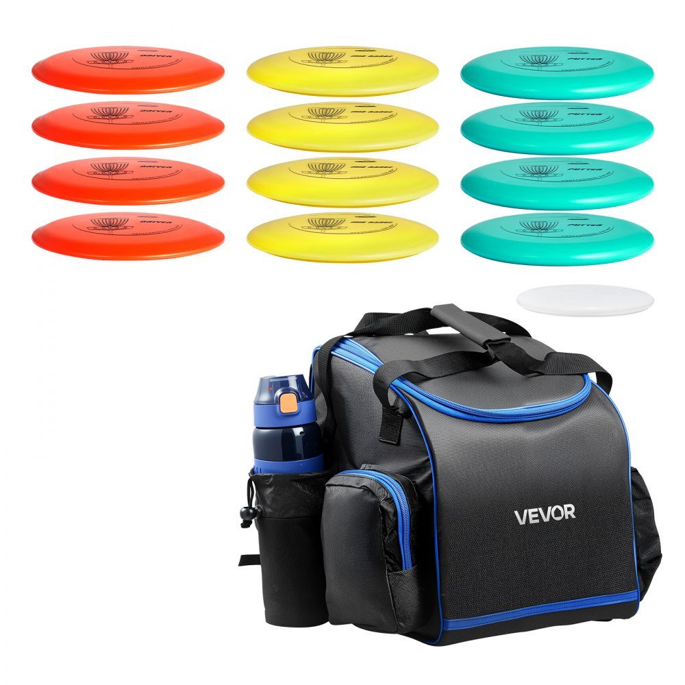 Disgolf Set Disc Golf Discs (12+1) for Beginners, Starter Set, with Putter, Middle Class, Driver, Includes Mini Marker, Portable Backpack, for Garden, Lawn, Beach and Outdoor Park