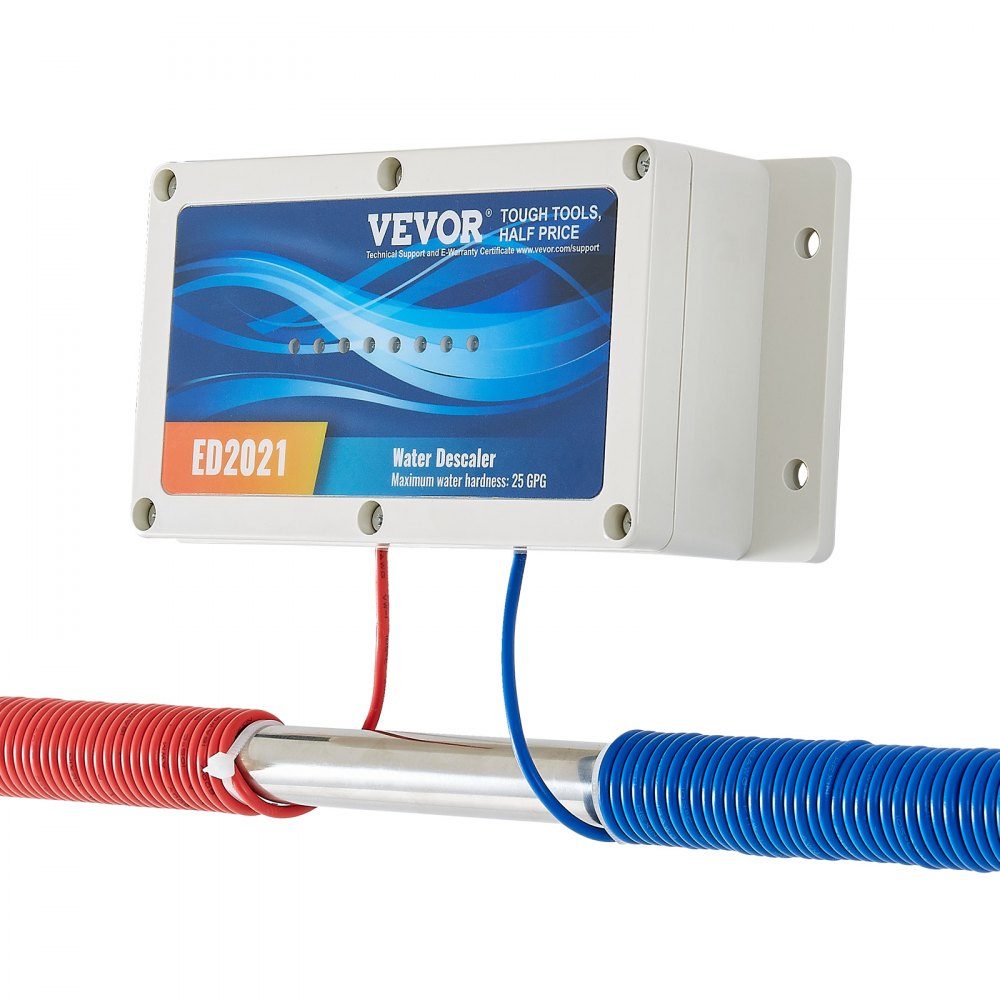 Electronic water descaling system, salt-free whole house descaler, water softener to reduce limescale, for all types of plumbing pipes