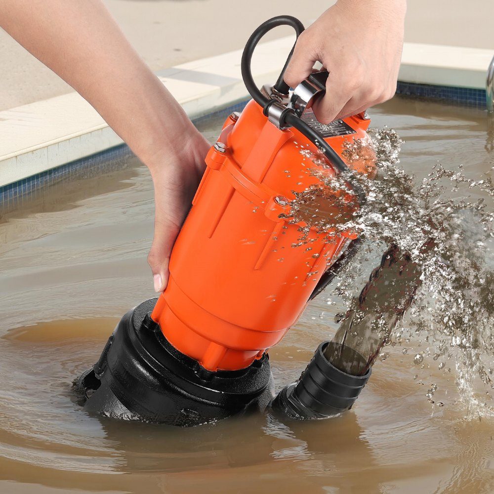 550 W Tauchpumpe, 18000 l/h, Schmutzwasserpumpe aus Gusseisen mit 5,08 cm Auslass, max. 10 m. Förderhöhe, zum Abpumpen von Schmutzwasser, für Pools, Gärten, Teiche, Keller & überschwemmte Gebiete