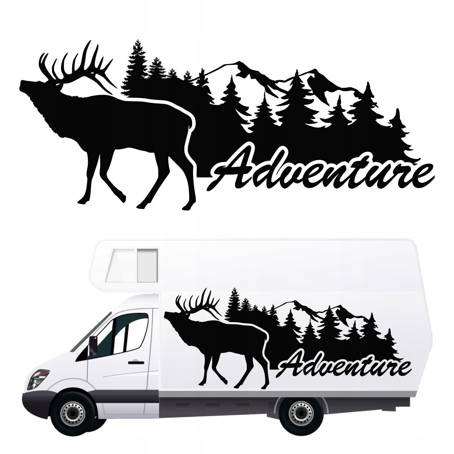 Produktbeschreibung: Aufkleber für Wohnmobil, Caravan, Auto - Berge (170x70 cm) Design 11