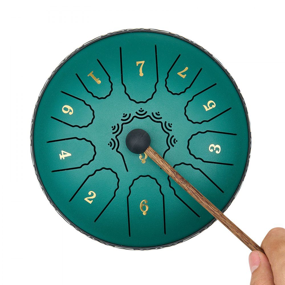 Tambour de langue, 165 mm, tambour de pluie 11 tons, tambour de musique majeur en D avec livre de musique et maillets, tambour de langue en acier, poêle en acier, pour méditation, yoga, débutants, cours de musique, vert