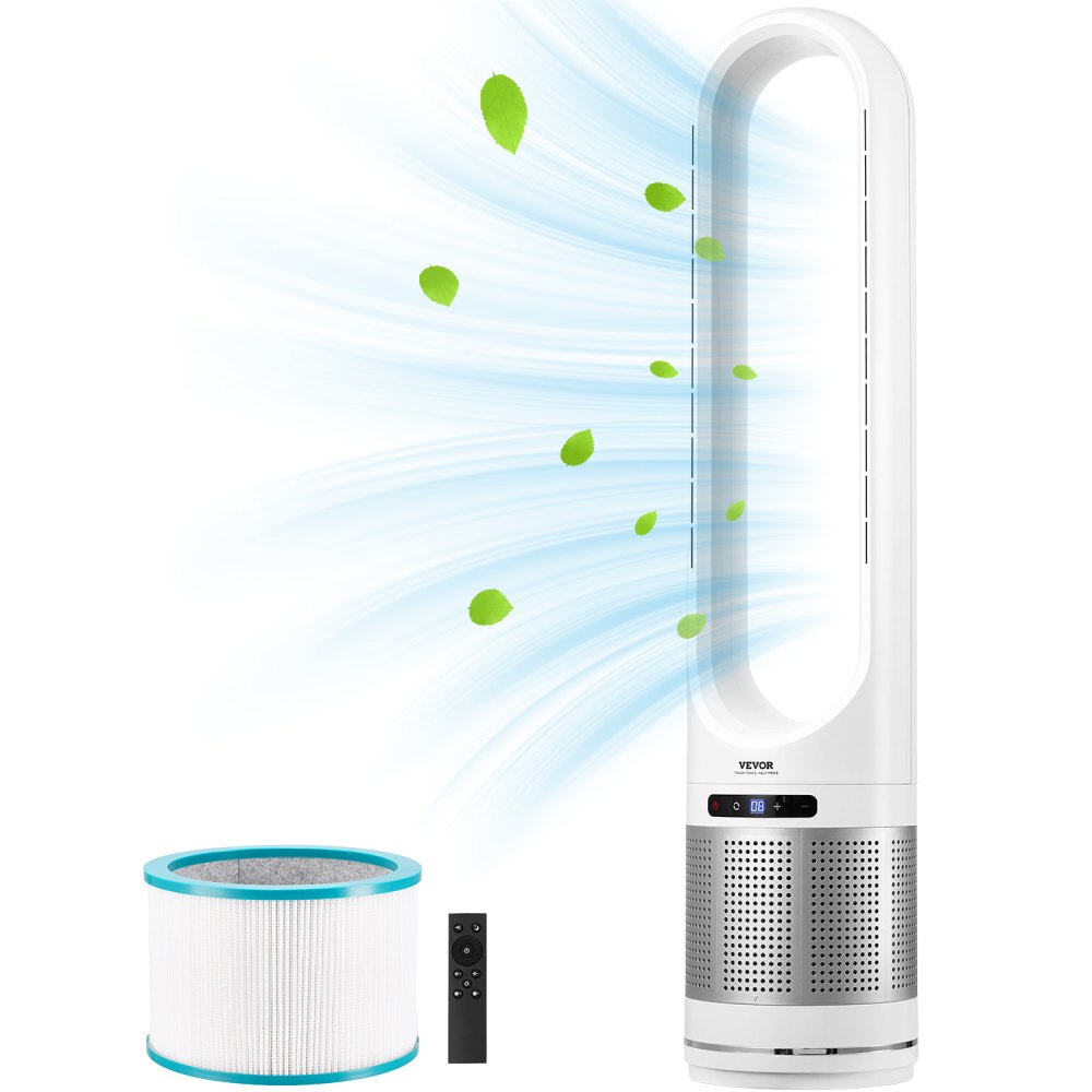 Torenventilator zonder blad, snelle ventilator op voetstuk van 4,7 m/s, 80° oscillerende ventilatoren met 8 snelheden, timer van 8 uur, H13 HEPA-filtering, afstandsbediening en luchtzuiveringsmodus Torenventilator zonder blad, snelle ventilator op voetstuk van 4,7 m/s, 80° oscillerende ventilatoren met 8 snelheden, timer van 8 uur, H13 HEPA-filtering, afstandsbediening en luchtzuiveringsmodus