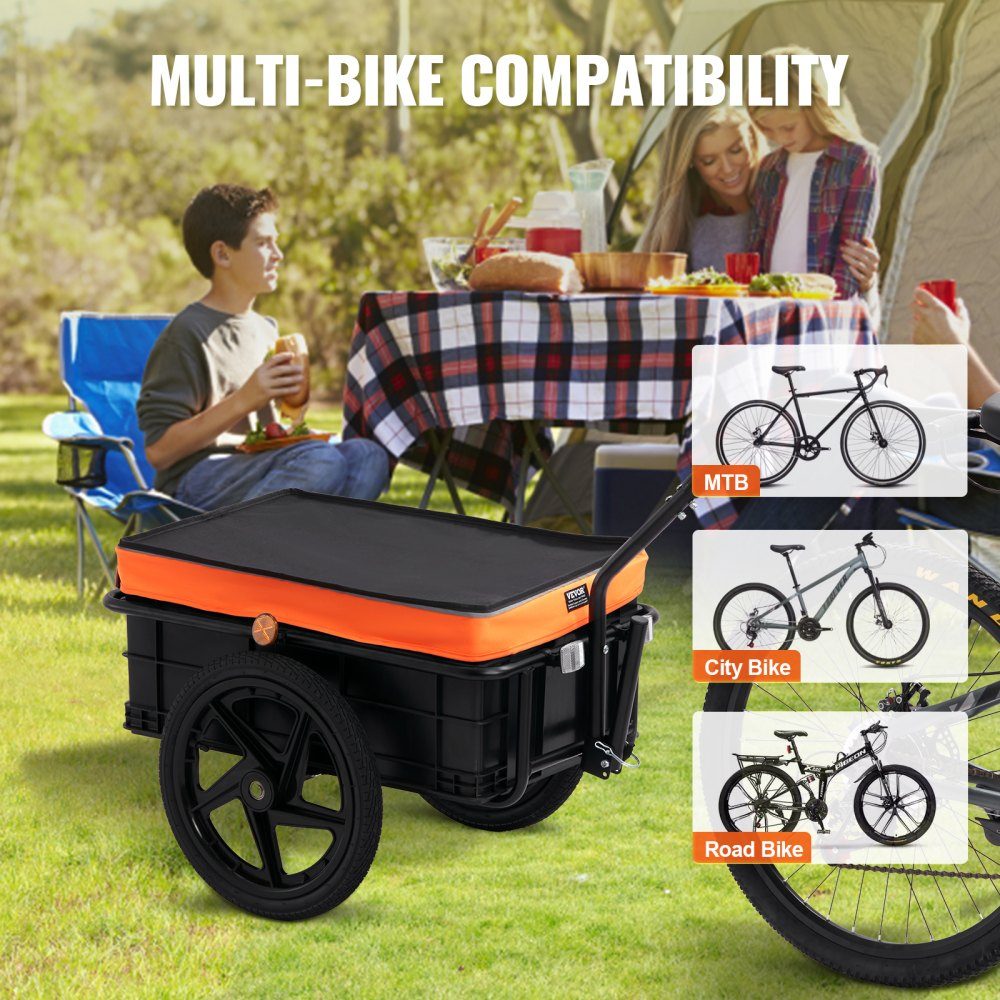 Remorque de vélo, capacité de charge de 40 kg, remorque de transport, pliable et compacte, avec housse d'attelage universelle étanche, roues de 16", convient aux roues de vélo de 25 à 28".