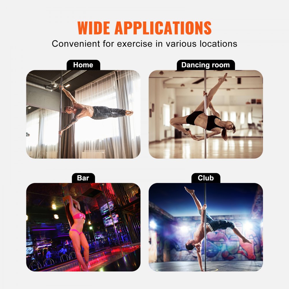 Professional Dance Pole, Pole Dance Portable Dance Pole Professional Approx. 83-110" Height Adjustable Removable Fitness Pole Spinning Fitness Silver, Dance Pole Gyms, Club, Party
