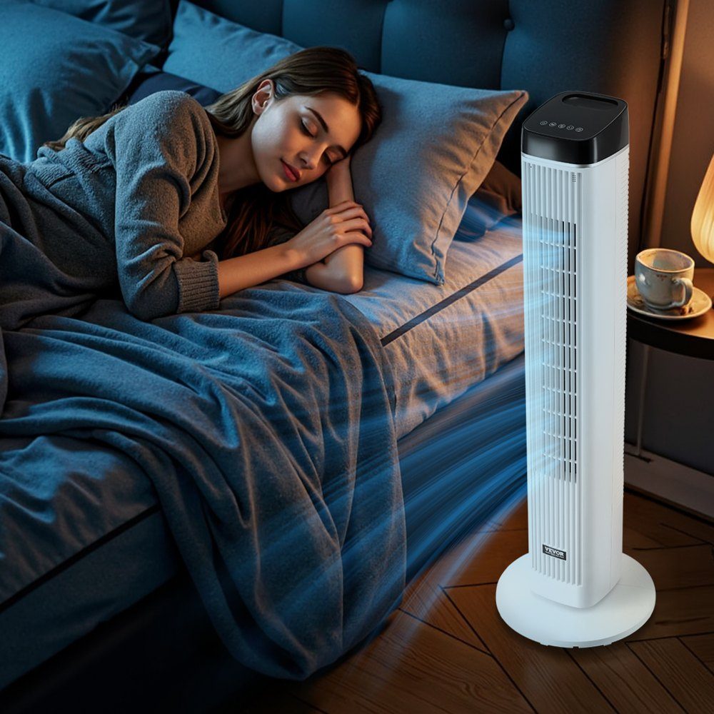 Tower Fan 6.7m/s Speed ​​Evaporative Air Cooler 70° Oscillating Fans with 3 Speeds 4 Modes 12 Hour Timer Remote Control for Bedroom Office Home