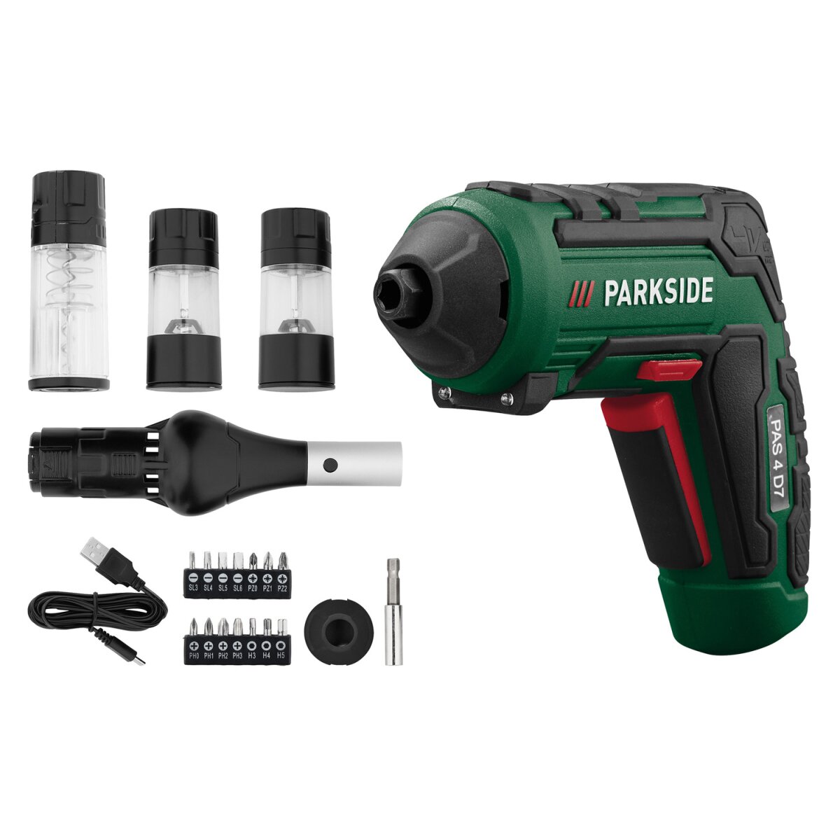 Jeu de tournevis sans fil PARKSIDE® 4 V »PAS 4 D7«, avec 4 embouts BBQ Jeu de tournevis sans fil PARKSIDE® 4 V »PAS 4 D7«, avec 4 embouts BBQ
