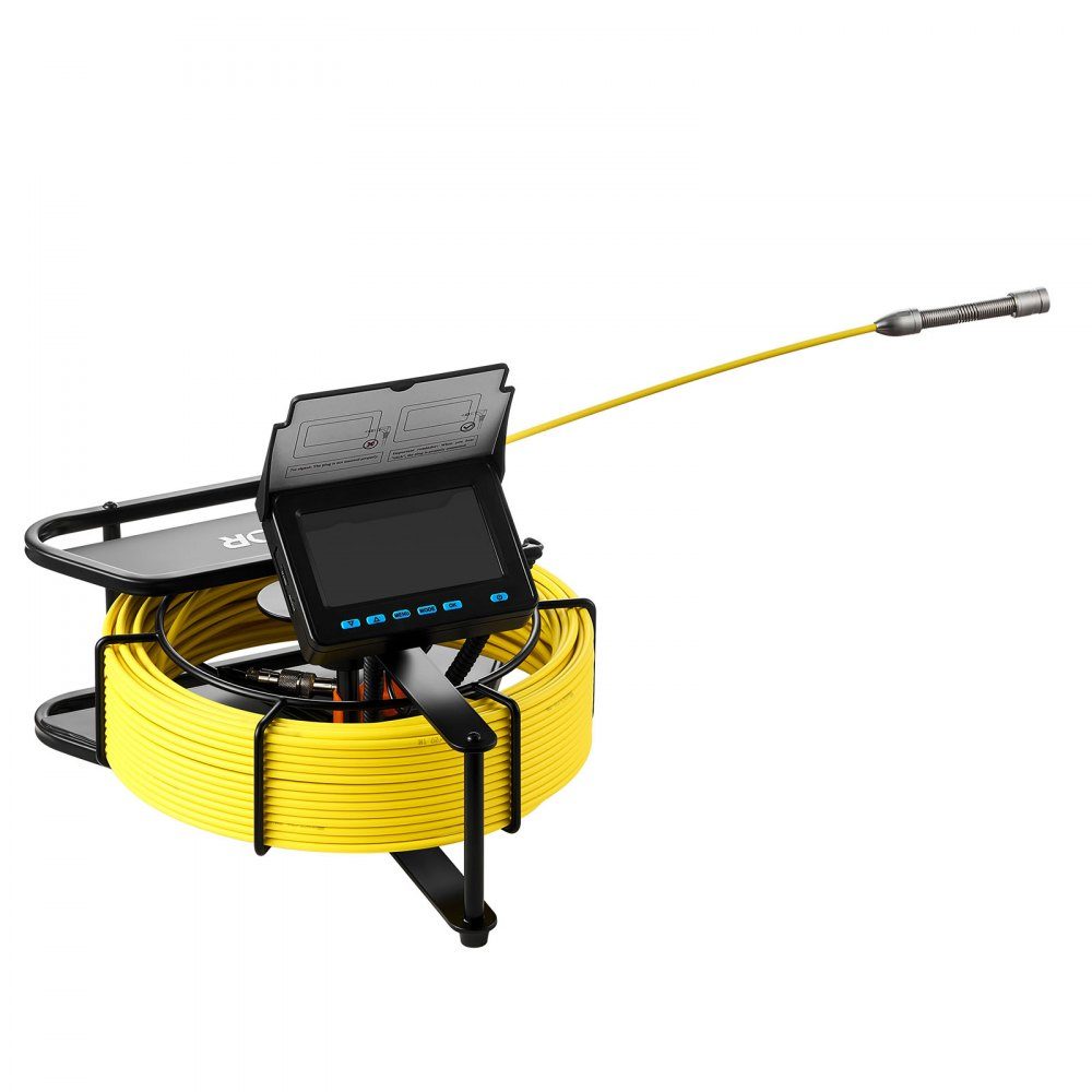 Caméra de canalisation, portée de 30 m, caméra d'égout 720 x 480, caméra d'inspection de canalisation étanche IP68 avec 6 LED réglables, batterie de 4 500 mAh et carte mémoire de 16 Go pour canalisations et canalisations d'égout – Réf. HT-24495