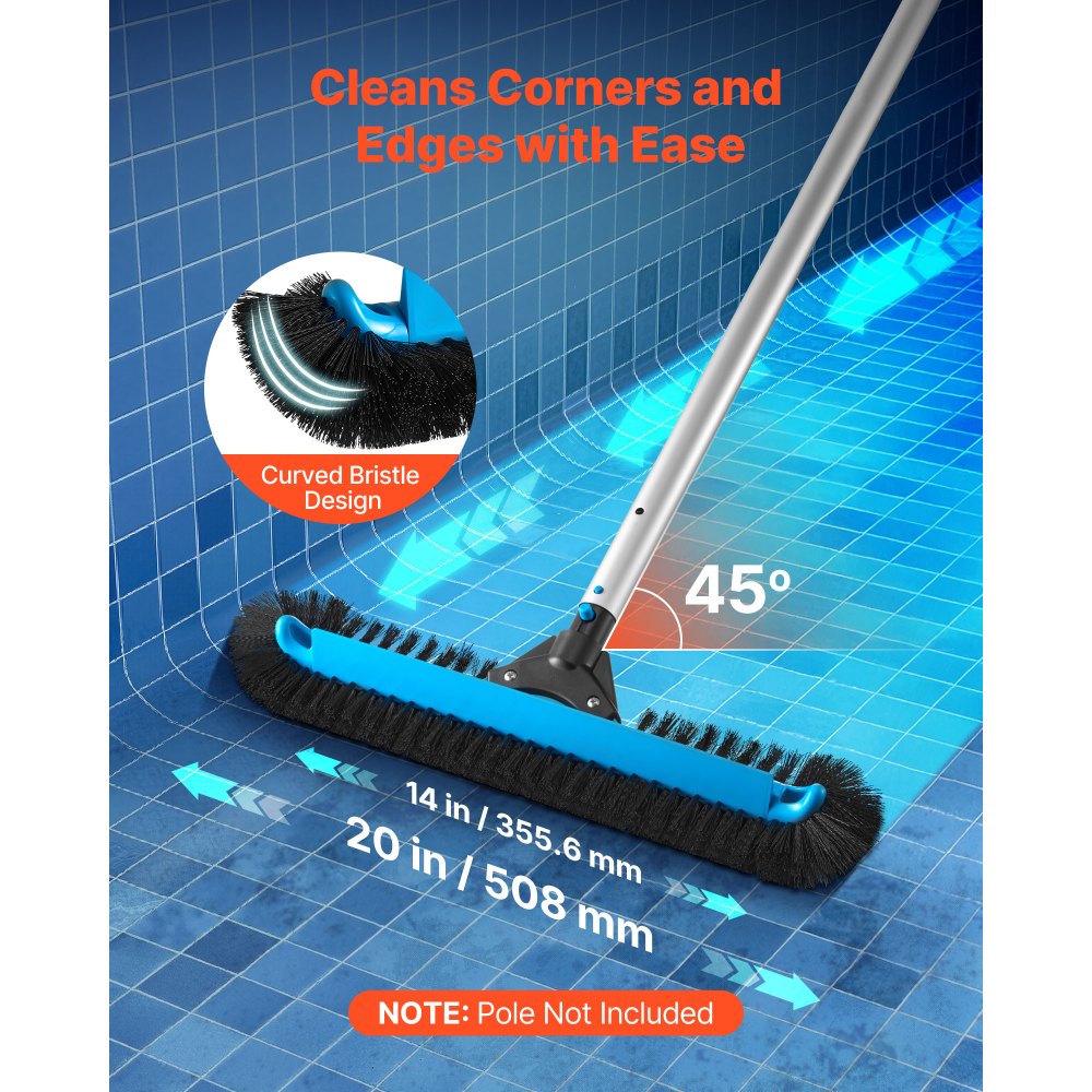 Tête de brosse de piscine, brosses à récurer (508 mm) avec poils en nylon et connecteur de tige en aluminium, tête de brosse pour nettoyer les murs de piscine creusée/hors sol (sans tige) Tête de brosse de piscine, brosses à récurer (508 mm) avec poils en nylon et connecteur de tige en aluminium, tête de brosse pour nettoyer les murs de piscine creusée/hors sol (sans tige)