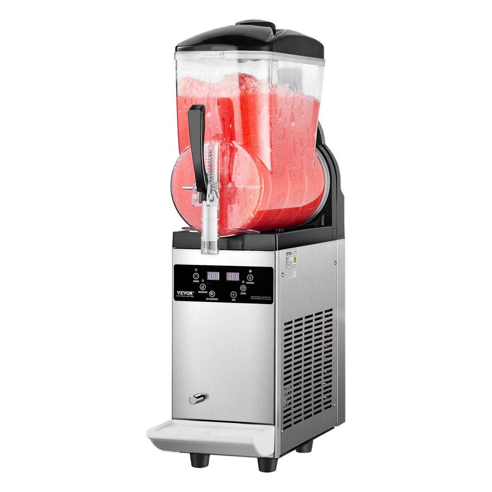 Commercial Slush Ice Cream Maker, 12L Single Tank Frozen Drink Machine, 48 Cups, Stainless Steel Slush Ice Cream Maker with Electronic Keyboard, Soft Ice Cream Machine for Party, Restaurant, Cafe