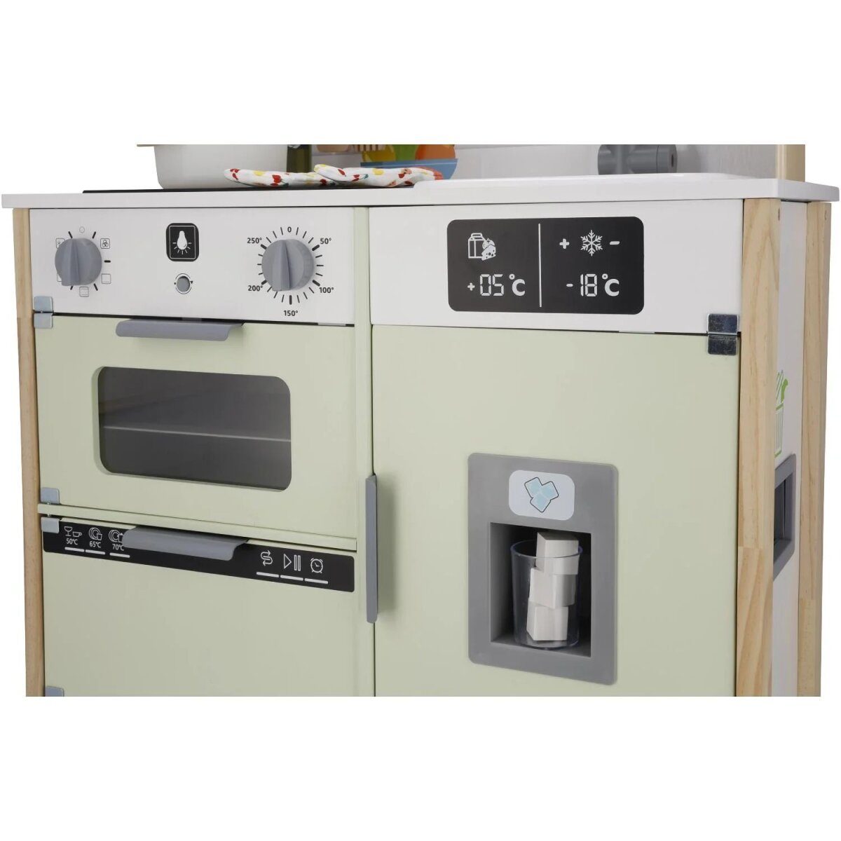 LUPILU® wooden kitchen, 3-way height adjustable, with playable back