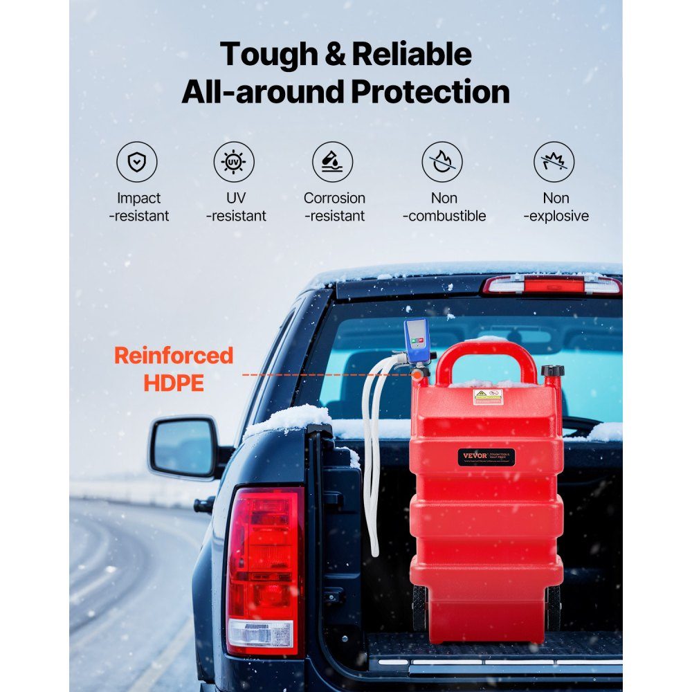 Fuel Truck, 60L with 12-V-Gleichstrom-Kraftstofftransferpumpe Fuel Canister, 1.2m Delivery Hose and Auto Stop Sensor Nozzle, Tank Adapter, Suitable for Diesel and Petrol, Red