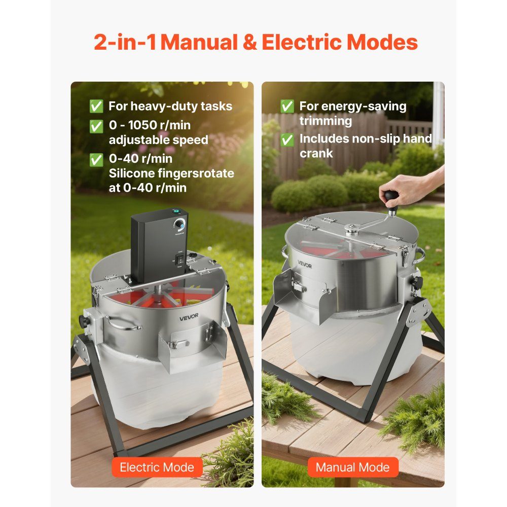 Harvester, 2 in 1 Manual and Electric, 370mm Bud Cutter with Stainless Steel Blades, Wet Dry Hydroponic Cutting Machine with Drying Rack, for Plant Buds and Flowers