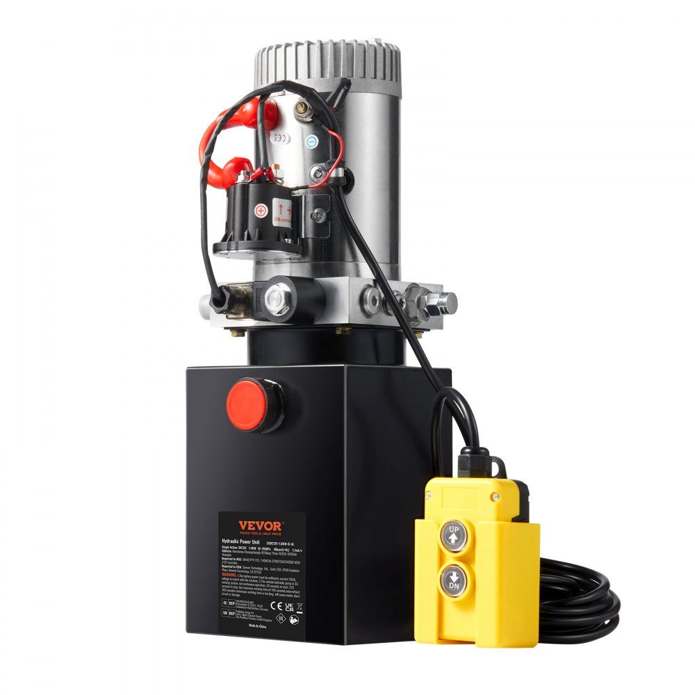 Hydraulic pump hydraulic unit 12V hydraulic unit 1600W, single-acting hydraulic pump hydraulic unit, 3.79L tank hand pump hydraulic unit, for elevators, forklifts etc
