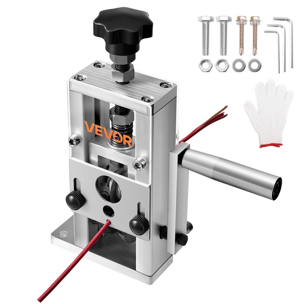 Machine à éplucher les câbles manuelle, dénudeur/perceuse de fil de cuivre à manivelle de 1,5 à 25 mm, lames trempées 64 Mn, rouleaux en acier 45#, éplucheur de fil avec cadre en alliage d'aluminium Machine à éplucher les câbles manuelle, dénudeur/perceuse de fil de cuivre à manivelle de 1,5 à 25 mm, lames trempées 64 Mn, rouleaux en acier 45#, éplucheur de fil avec cadre en alliage d'aluminium