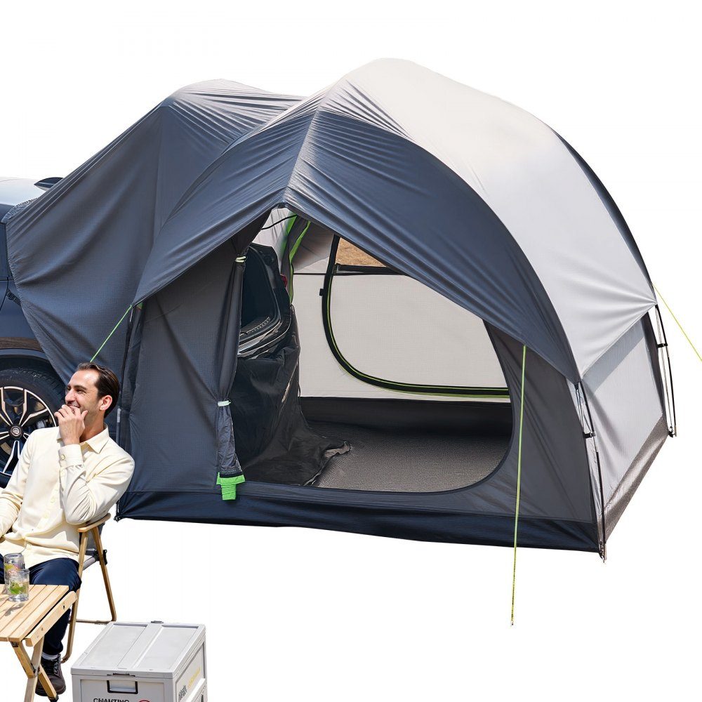 SUV Tent Camping Car Tent (240x240x215cm) Waterproof PU2000 Spacious Double Layer Design for 5-8 People SUV Camping Tent with 2 Doors & Mesh Windows & Rain Cover & Bag