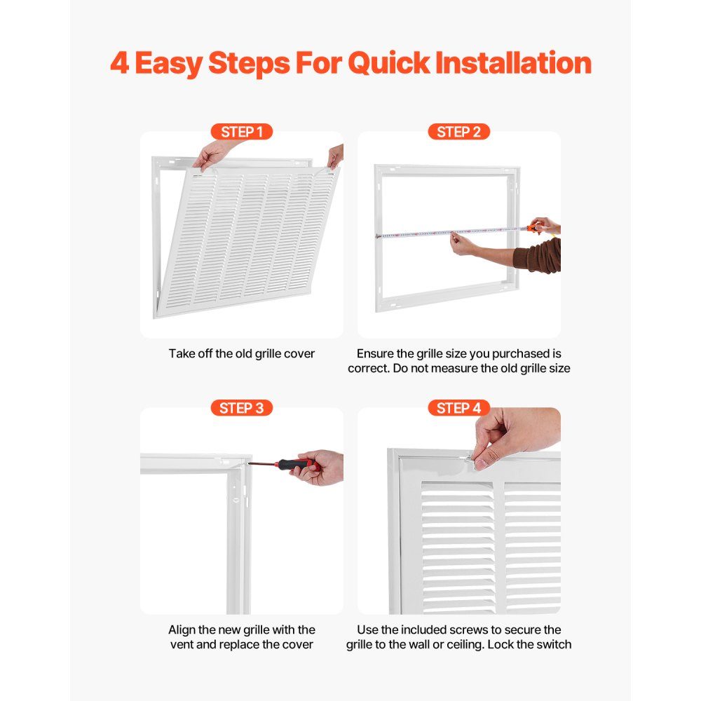 Ventilation grille 83x57.2x4 cm, suitable for installation opening 75.5x50.5 cm, filter NOT included, exhaust grille for the wall, exhaust grille made of steel