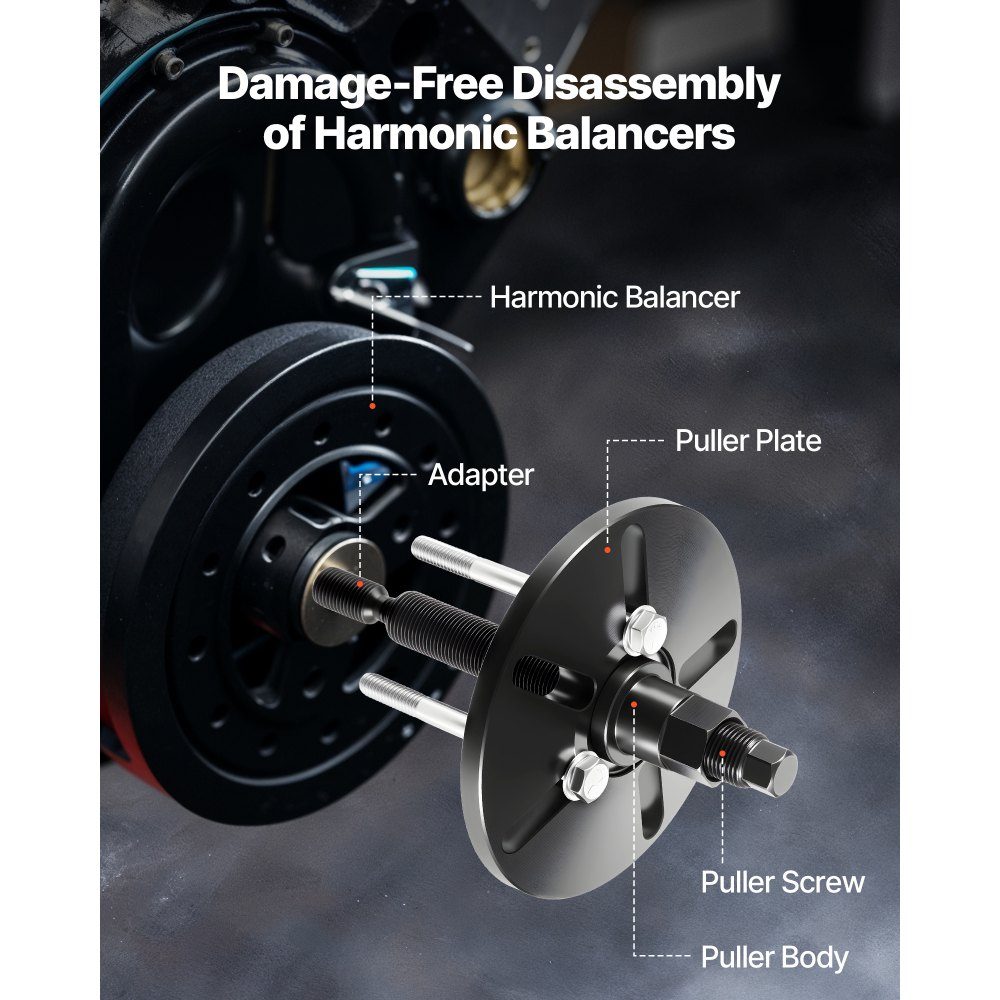 Kit d'outils pour extracteur d'amortisseur de vibrations en acier pour le démontage et l'installation, kit d'outils pour arbres d'équilibrage, volants d'inertie, poulies de vilebrequin, volants