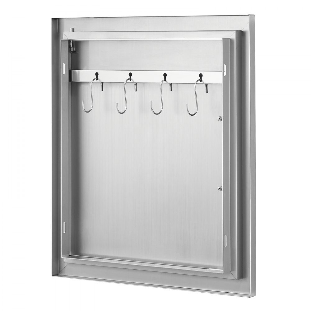 Grill-Zugangstür, 457 x 508 mm, einzelne Außenküchentür, bündig montierte Edelstahltür, vertikale Wandtür mit Griff und Haken, für Grillinsel, Grillstation, Außenschrank
