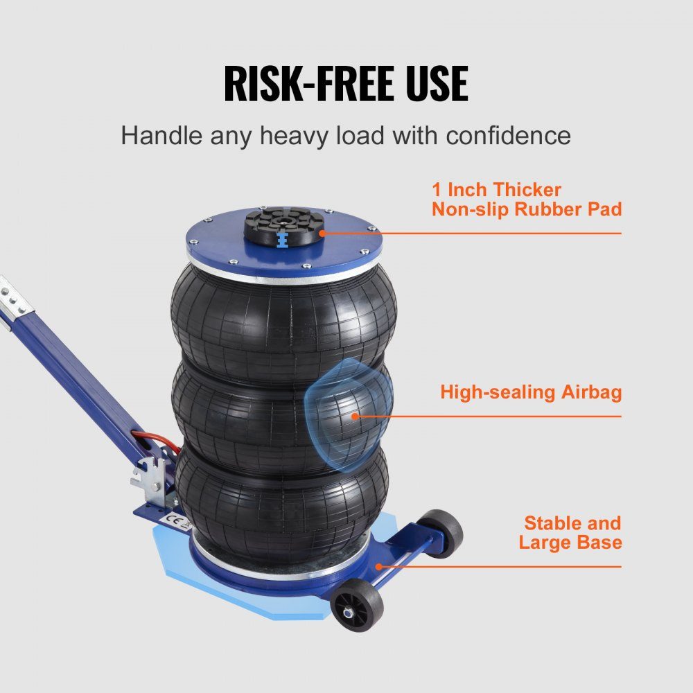 Pneumatic car jack Triple Bag Air Jack 5 t, Triple Bag Air Jack 140-470 mm lifting height Bag Air Jack, 5 minute lift Air Jack car jack adjustable red