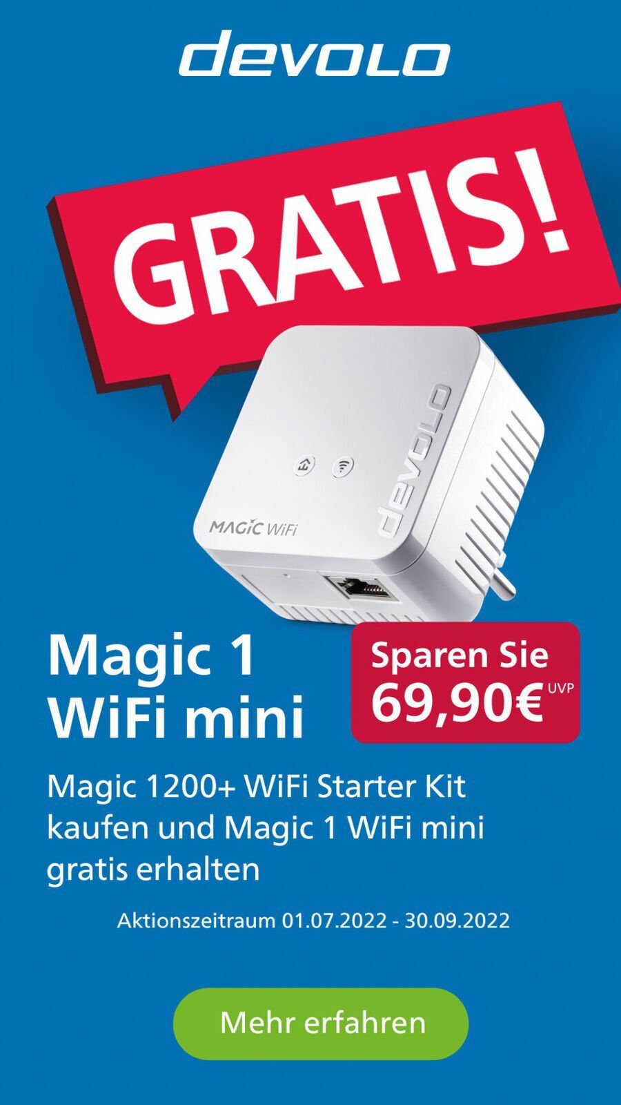 WiFi Starter Kit Powerline Adapter Mesh WLAN 1200 Mbit mit devolo Magic 1200