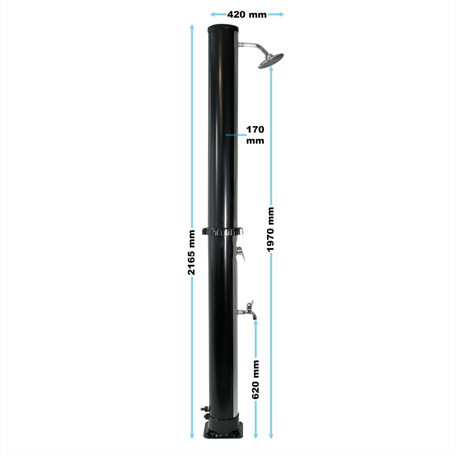 Solar Tuindouche 35L Zwart Zilver Zwembad Regendouche Camping Buiten