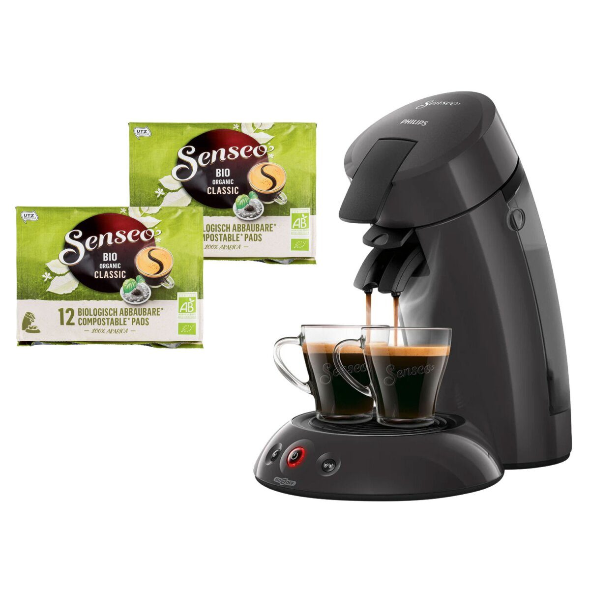 PHILIPS Senseo ECO HD6552/39 inkl. 2 Gläser und 24 Pads