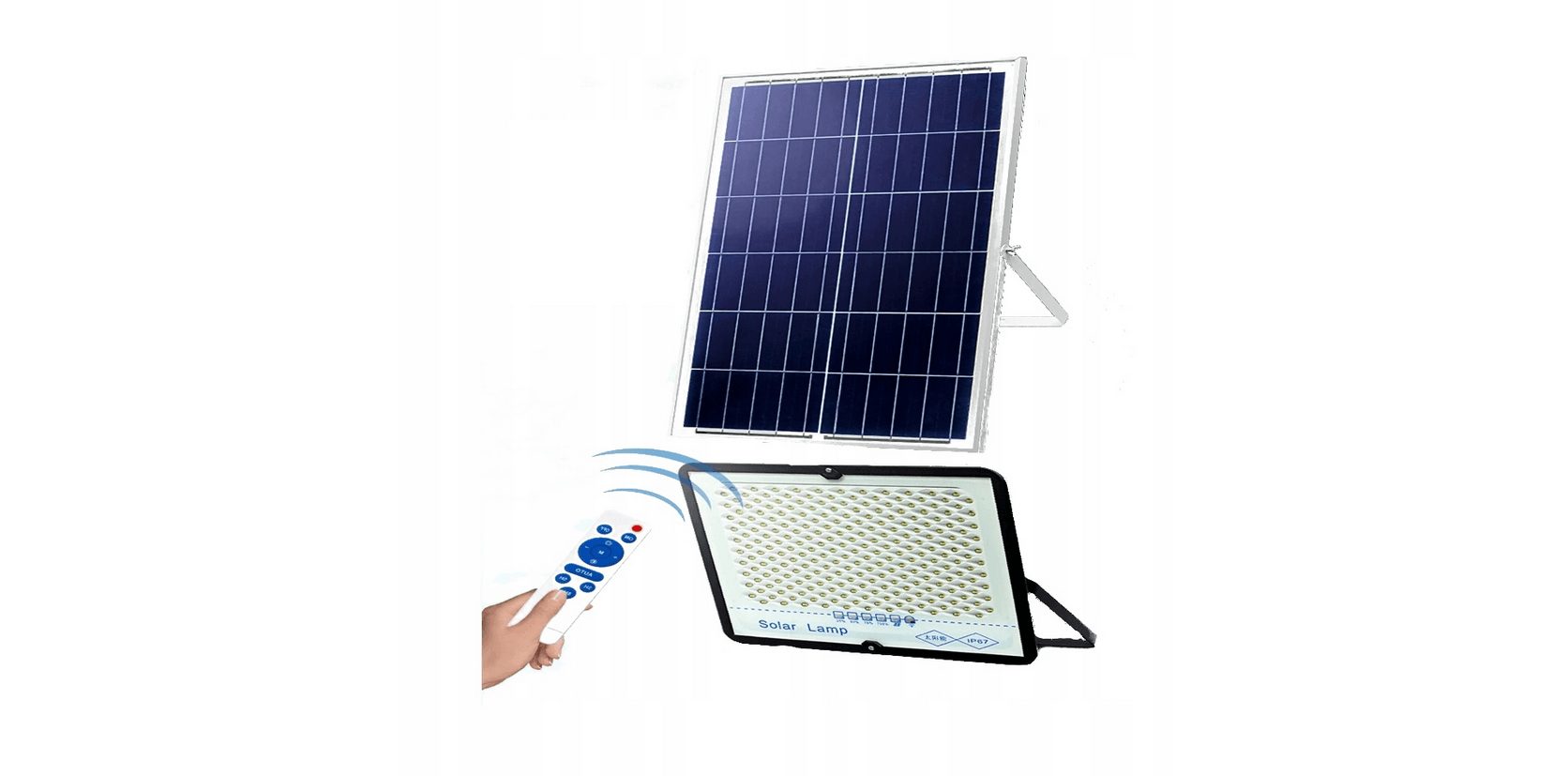 Solarlampe 400W Strahler mit Dämmerungssensor und Fernbedienung XXL Starterset