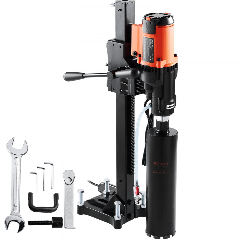 Diamond drilling machine 3200W diamond core drilling machine core drilling machine 0-750 rpm core drilling machine wet and dry drilling, 20cm magnetic drilling machine suitable for drilling reinforced concrete, marble etc