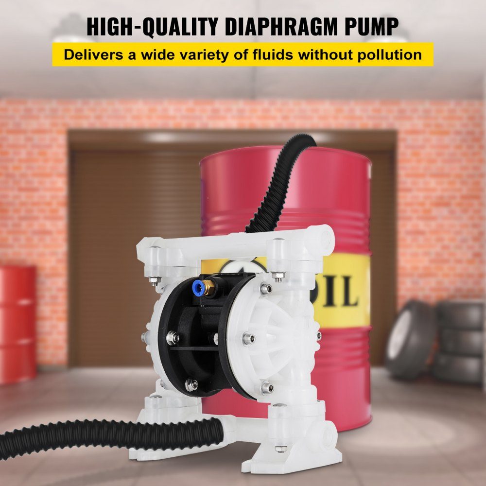 Compressed air double diaphragm pump 26.5 l/min with 1.27 cm inlet and outlet