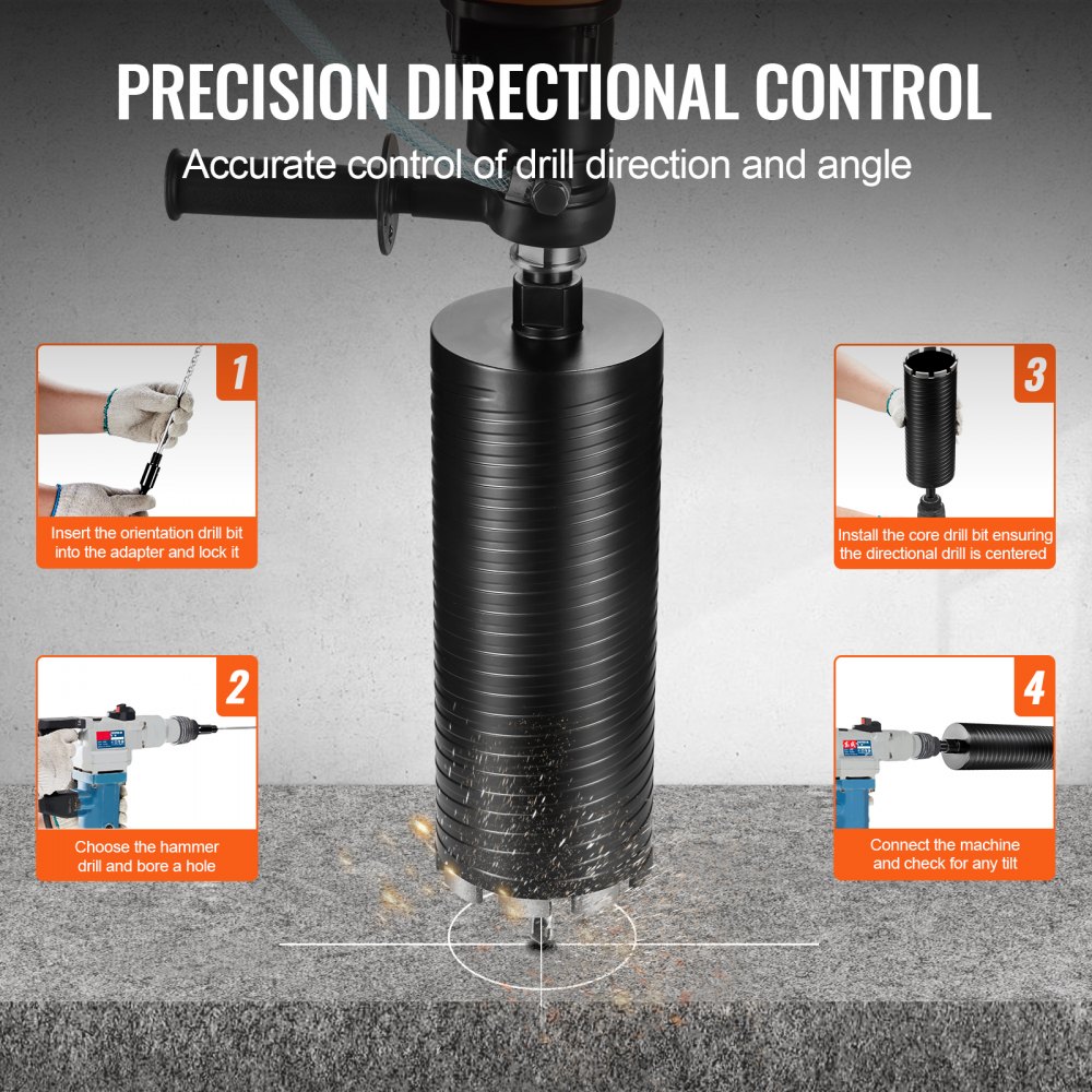 Kernboor, 101,6 mm natte/droge diamantkernboor voor bakstenen en blokken, betonkernboor met geleideboor en zaagblad, 241,3 mm boordiepte, 5/8"-11 binnendraad, laserlassen Kernboor, 101,6 mm natte/droge diamantkernboor voor bakstenen en blokken, betonkernboor met geleideboor en zaagblad, 241,3 mm boordiepte, 5/8"-11 binnendraad, laserlassen