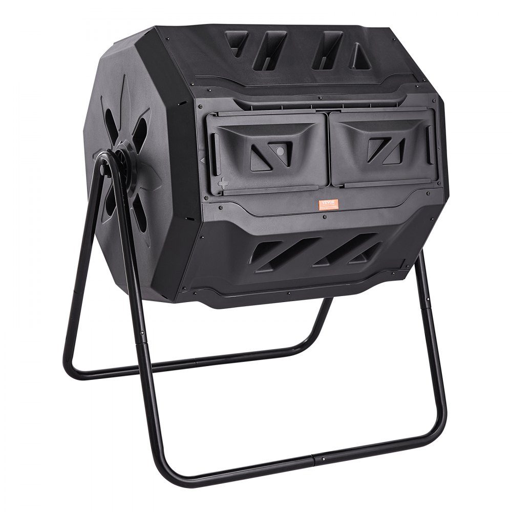 Trommelcomposter, composttrommel 162,7 L, trommelcomposter roterende dubbelkamer-trommelcomposter 735 x 625 x 955 mm, 50 kg zware tuincomposter incl. handschoenen