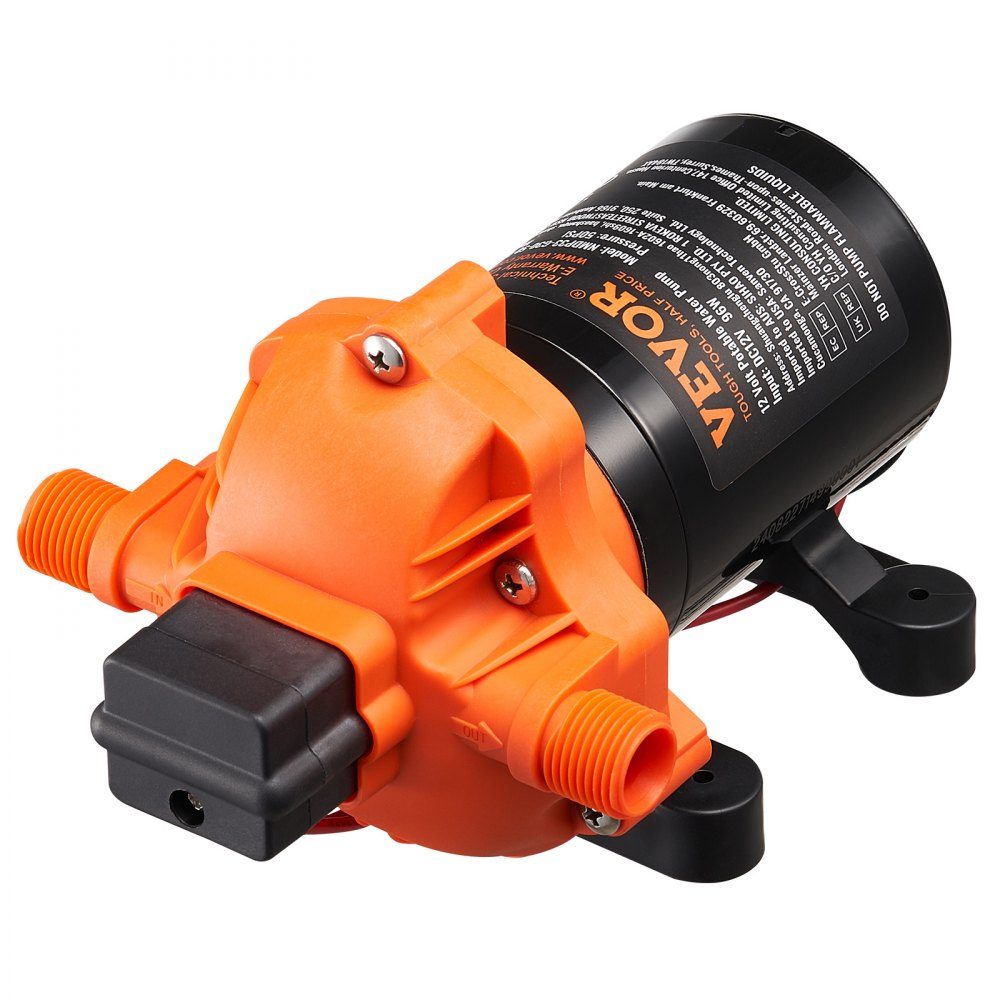 12V Diaphragm Pump 11.36L/min 3 Chamber DC Water Pump with Automatic Pressure Switch 40-100PSI Adjustable 50PSI 1/2" MNPT Connector for RV Yacht Food Truck Camper Marine